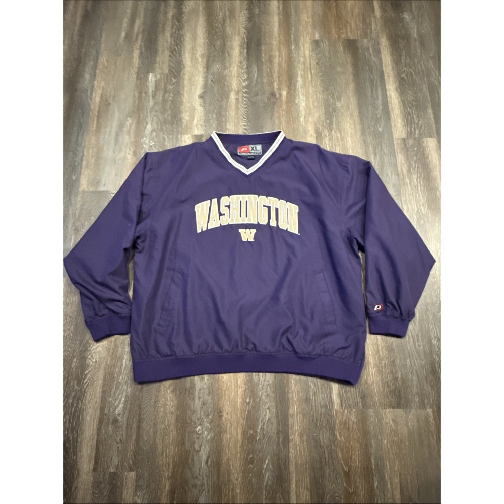 Washington Huskies Pro Player Pullover Windbreaker Mens Size XL Purple Vintage